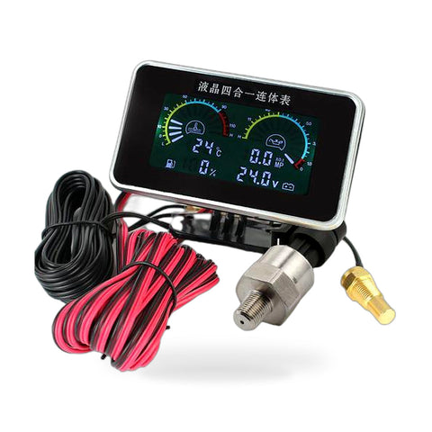 4-in-1 Car LCD Digital Gauge to suit Oil Pressure Voltage Water Temperature — image 1