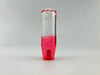 15cm bubble gear knob filled with red liquid pink and clear with vertical ridges and embedded bubbles