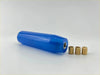 Blue plastic handle with threaded metal insert and three brass-threaded inserts for 15cm resin blue metallic gear knob