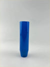 A sleek glossy royal blue resin metallic gear knob shaped like a cylindrical vase with a slightly flared base