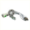 White usb car charger with green power indicator and metal mount shown with 15cm resin diamond top led gear knob