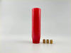 15cm resin red metallic gear knob with a glossy cylindrical shape and three brass threaded inserts for cars