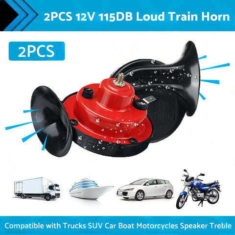 1 12V 115DB Super Train Horn (Pair) to suit Trucks SUV Car Boat Motorcycles — image 1
