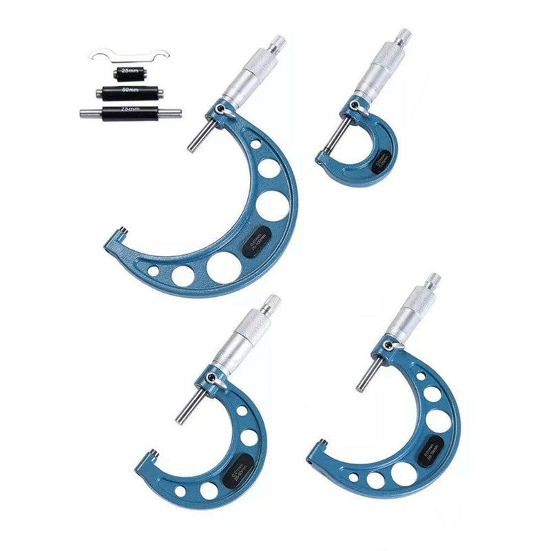 4x Outside Micrometer Set 0-100mm Carbide Tip Precision 0.01mm to suit Mach — image 1