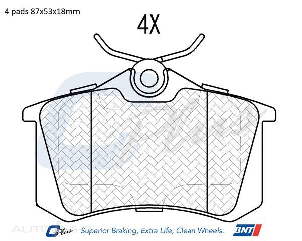 C-Plus Brake Pads Rear Audi Peugeot VW Citroen - DB1449CP