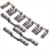 Set of 16 metallic gray hydraulic roller lifters with polished chrome finish and engraved branding for ford small block engines