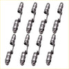 Set of eight metallic gray hydraulic roller lifters with polished machined finish for ford small block engines