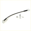 Black insulated 18 inch tailgate cable with metal ring terminals and mounting hardware for nissan titan