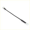 Black insulated 18 inch tailgate cable with silver metal ring terminals and mounting hardware for Nissan Titan