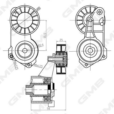 GMB Belt Tensioner V-Ribbed Belt GAT21140