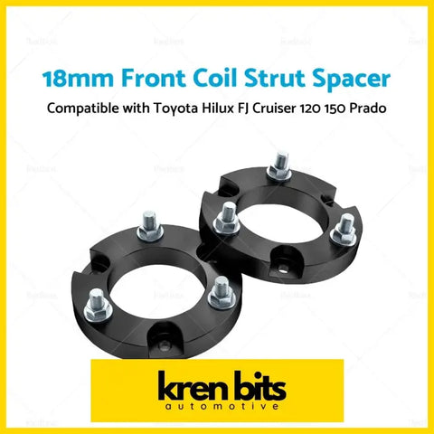 Black 18mm front coil strut spacers with silver bolts for toyota hilux fj cruiser 120 150 prado