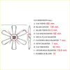 Technical diagram showing dimensions of a 10-blade 192 engine cooling fan blade for toyota hilux ln147 ln167 ln172