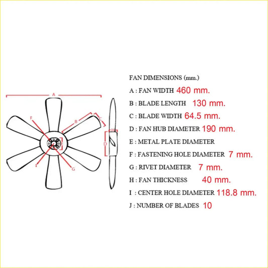 192 Engine Cooling Fan Blade for Toyota Hilux LN147 LN167 LN172