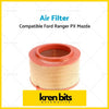 Red and beige cylindrical air filter with pleated paper material for ford ranger px mazda bt-50 up model vehicles