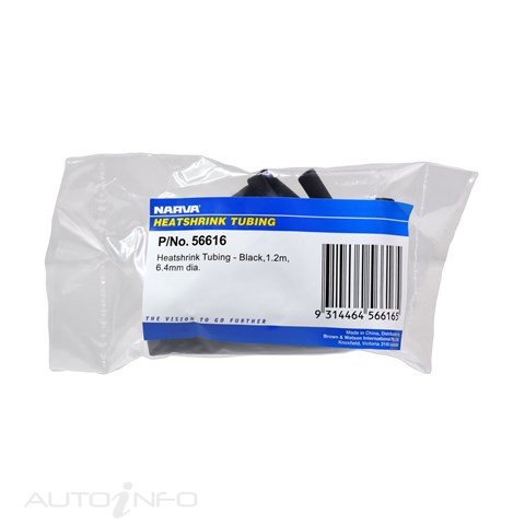 Narva Heat Shrink Tubing Black 6.4MM - 56616