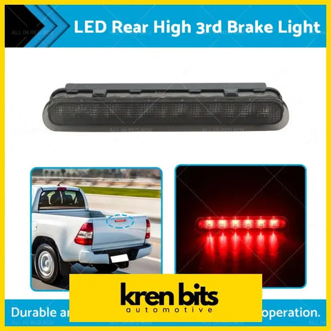 Black led rear high third brake light with elongated design and red bulbs shown from the back for toyota hilux vigo sr5