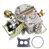 Silver 2 barrel carburetor with brass and black parts rectangular top cover and brackets for ford 400 302 351 jeep engine