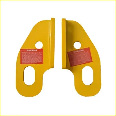 Yellow metal safety harness attachment plates with red warning labels for landcruiser 80 100 105 tow points kit