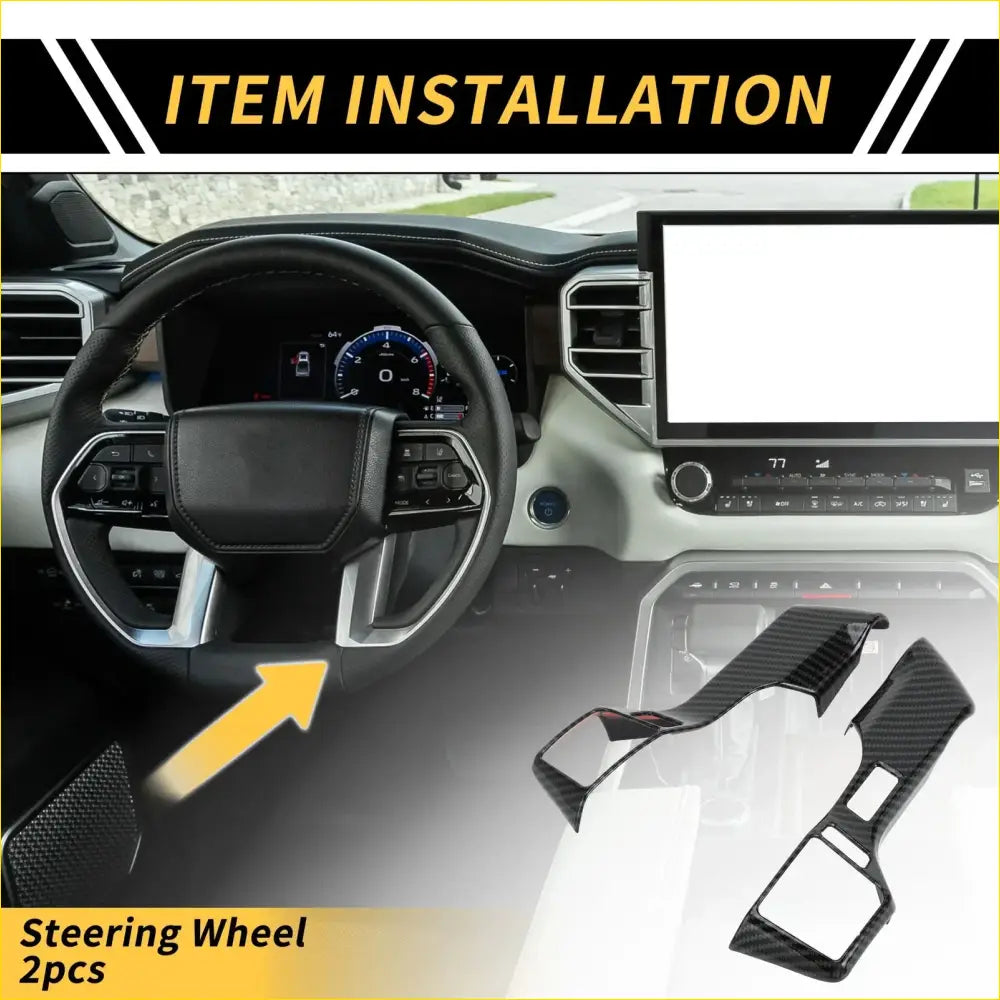 2 x Carbon Fiber Steering Wheel Cover Trims for Toyota Tacoma