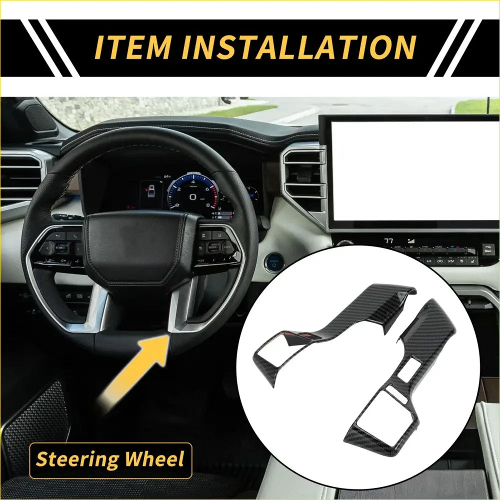 2 x Carbon Fiber Steering Wheel Cover Trims for Toyota Tacoma