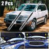 Black metal car roof support rods for lifting the front bonnet on 2003-2004 toyota 4runner shown from back side