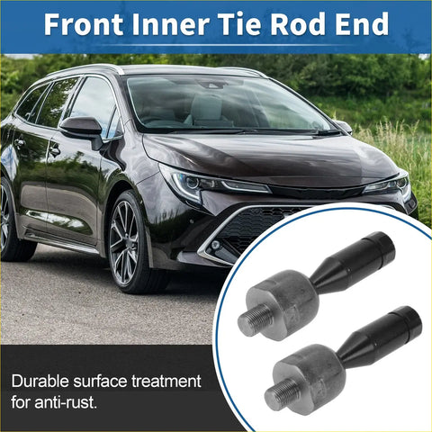 Black and silver front inner tie rod end links with anti-rust surface for toyota tacoma 1995-2004