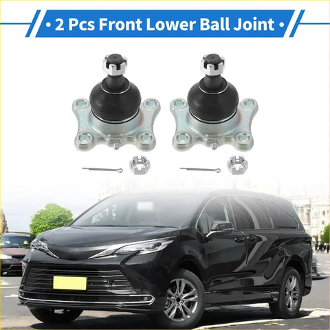 Two black and silver front lower ball joints with hardware for toyota 4runner 1989-1996 showing front side