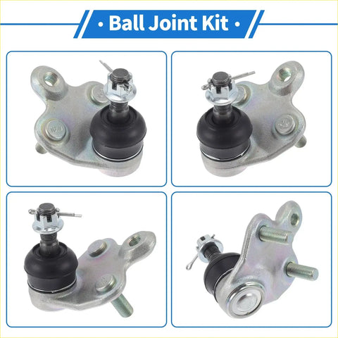 Silver metal front lower ball joint with black rubber boot and threaded hardware for toyota prius 2004-2009