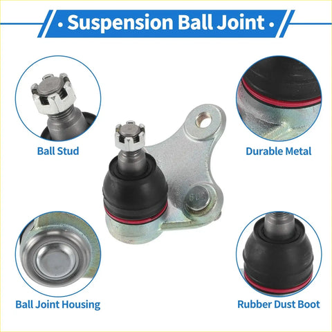 Silver-colored durable metal front lower ball joint with black rubber dust boot and threaded ball stud for toyota rav4 1996-2000