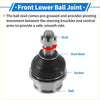 Silver metallic front lower ball joint with black rubber dust boot and threaded stud for toyota tacoma 2005-2022