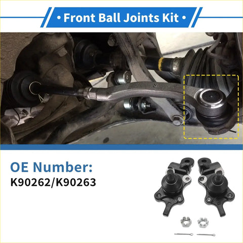 Two black and silver front lower ball joints kit with matching hardware for toyota tundra 2000 2002