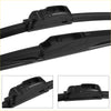 Black rubber front and rear wiper blades set with molded plastic connectors for toyota aygo 2005 to 2014