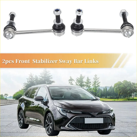 Silver metallic front stabilizer sway bar links with black rubber bushings and threaded bolts for toyota tacoma 2013-2014
