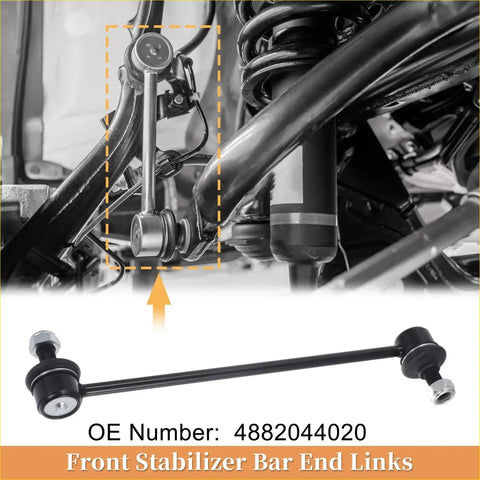 Black front stabilizer sway bar links with metallic spherical joints and threaded ends for Toyota Noah Voxy 2001-2007