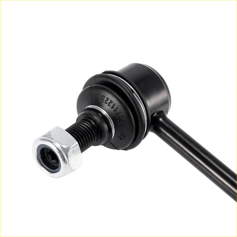 Black rubber-coated metal front stabilizer sway bar link with silver hex nut and threaded shaft for toyota models