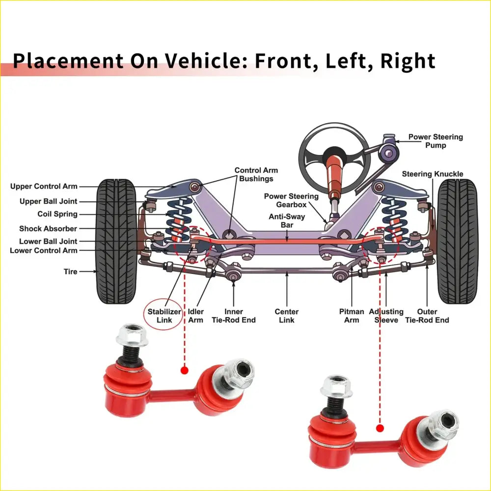 2 x Front Sway Bar Links Stabilizer Kit for Toyota Tacoma (2001-2004) - Steering