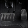 Black brushed metal gas pedal and brake pad covers with textured grooves for anti slip grip on toyota c-hr 2016-2018
