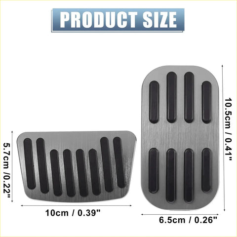 Silver tone gas and brake pedal pad covers with black rubber inserts for toyota c-hr 2016-2018 with brushed finish