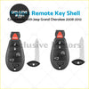 Black plastic remote key shell with red panic button and silver key blade for jeep grand cherokee 2008-2012