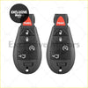 Black plastic keyless key fobs with red panic buttons and silver icons for jeep grand cherokee 2008-2012