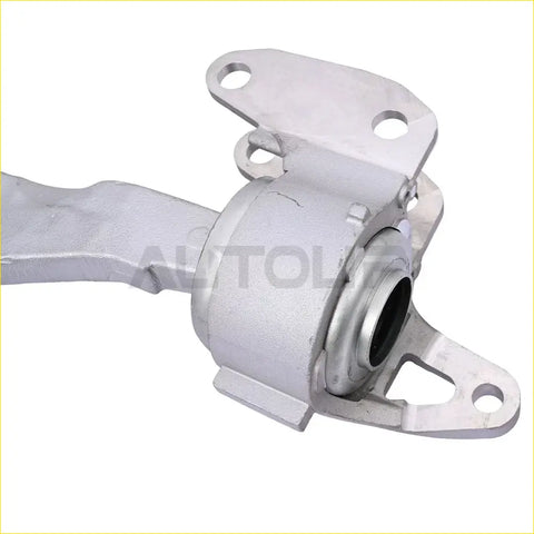 Silver metallic engine mount with cylindrical body and flanged brackets for rover evoque discovery sport control arm