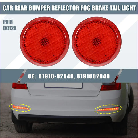 Red circular rear bumper reflector led brake tail lights with textured surface and clear plastic housing for toyota sienna