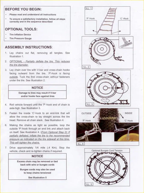 Black metal rear v-bar tire chains with interlocking links and labeled parts for suzuki ozark 250 lt-f250 assembly