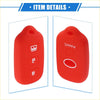 Red silicone remote key fob case with white embossed buttons and panic label for toyota 4runner and sequoia