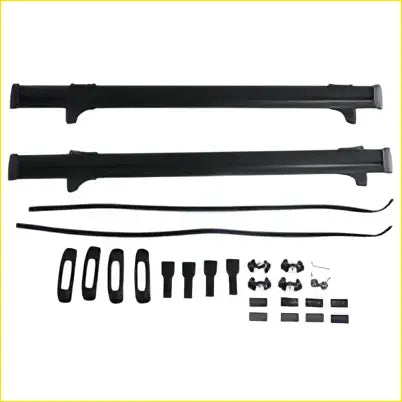 Black roof rack cross bars with two long bars and clamps fit for toyota hilux dual cab 2012-2024 visible from back
