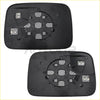 Black plastic side mirror housing with heating element and mounting bracket for dodge ram 1500 2500 3500 shown from rear
