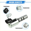 Silver metallic variable valve timing solenoid with black connector and bracket for toyota 4runner 4.0l back side