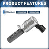 Silver metallic vvt solenoid valve with black plastic connector and oem numbers for toyota avanza 2010-2023