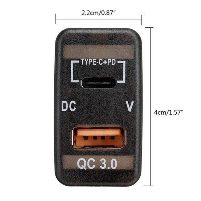 Type-C USB Car Charger Adapter Voltmeter to suit Toyota Land Cruiser 100 Se — image 1
