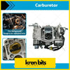 Silver metallic 21100-73231 carburetor with complex design and black rubber hoses for Toyota 4Y 3Y Hiace Hilux Van